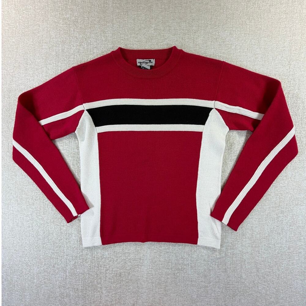 Obermeyer Women Medium Red Black White Tersia Wool Blend Ski Sweater Casual